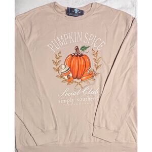Simply Southern Collection Women’s S LS Pumpkin Spice Social Club Sweatshirt NWT